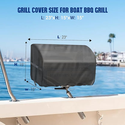 Boat Grill Cover for Magma Cabo Gas Grill, Waterproof Heavy Duty BBQ Covers for Magma ChefsMate Grill for Marine Grills Accessory Winterproof - 23" x15" x15"