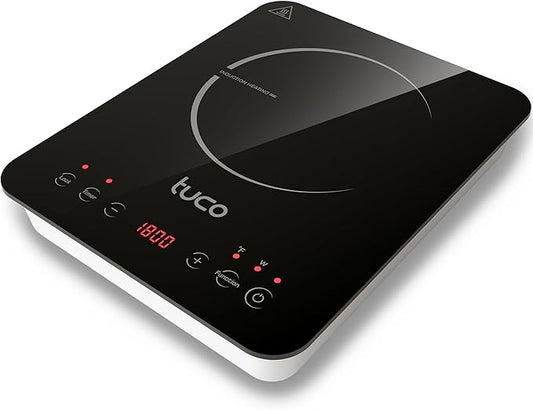 TUCO Portable Induction Cooktop Pro, Countertop Burner Hot Plate, 24-Hour Timer, 1800W, Shatter-Proof Ceramic Glass, LCD Touch, Child & Overheat Protection, ETL Certified, 20 Cooking Modes