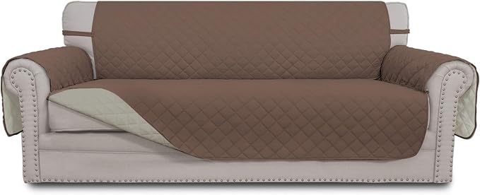 Easy-Going Reversible Couch Cover for 3 Cushion Sofa, Large Brown/Beige | Machine Washable Slipcover For Dogs, Water Resistant Furniture Mat For Living Room, Non-Slip Sofa Cover, Pet Friendly