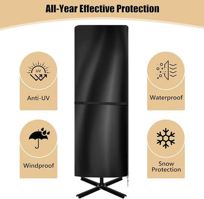 Patio Umbrella Covers, 600D Waterproof Windproof Outdoor Umbrella Cover Fits 13-15 ft with Zipper and Rod, All-Weather Protection for Outdoor Patio, Garden, Deck Umbrellas