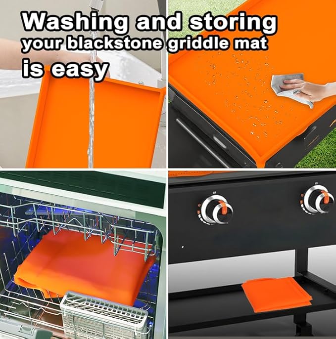36in Premium Silicone Griddle Cover Mat for Blackstone Griddle 36 Inch - Hermetic Protection from Rust & Debris All Year, Fits All Blackstone 36 Inch Models - Food Grade Silicone（Orange）