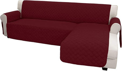 Easy-Going Sofa Slipcover L Shape Sofa Cover Sectional Couch Cover Furniture Protector Mat for Pets Dog Cat (Large,Christmas Red/Christmas Red) | Soft Sofa Slipcover For Dogs, Fits Left/Right Chaise Lounge Protector, Water Resistant Mat For Living Room