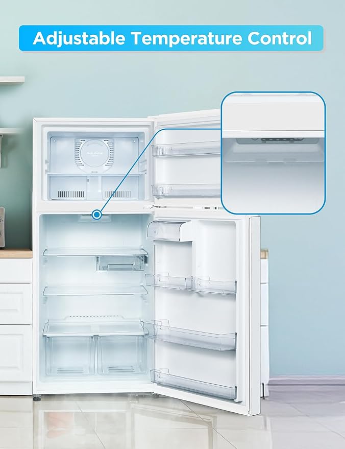 Commercial Cool 18 Cu. Ft. Top Mount Refrigerator with Freezer, 2-Door Refrigerator with Top Freezer and Adjustable Temperature Control, Ice Maker Ready, Energy Star Certified, White | 2-Door Refrigerator with Top Freezer, Adjustable Temperature Contro...