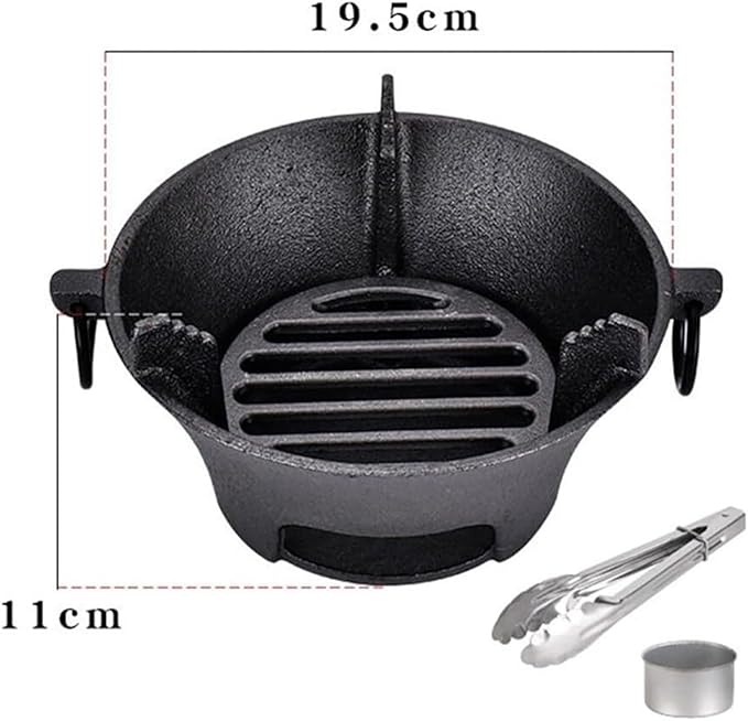 Cast Iron Charcoal Grill, Portable Korean Cooktop And Japanese Barbecue Grill For Camping, Heavy Duty BBQ Stove