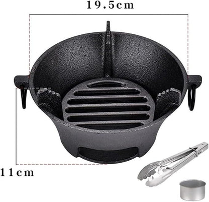 Cast Iron Charcoal Grill, Portable Korean Cooktop And Japanese Barbecue Grill For Camping, Heavy Duty BBQ Stove