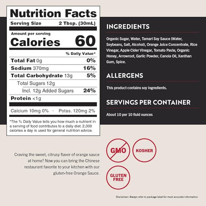 San-J - Gluten Free Orange Sauce - Bright and Sweet Sauce for Cooking - Non-GMO - 10 oz. Bottles - 2 Pack