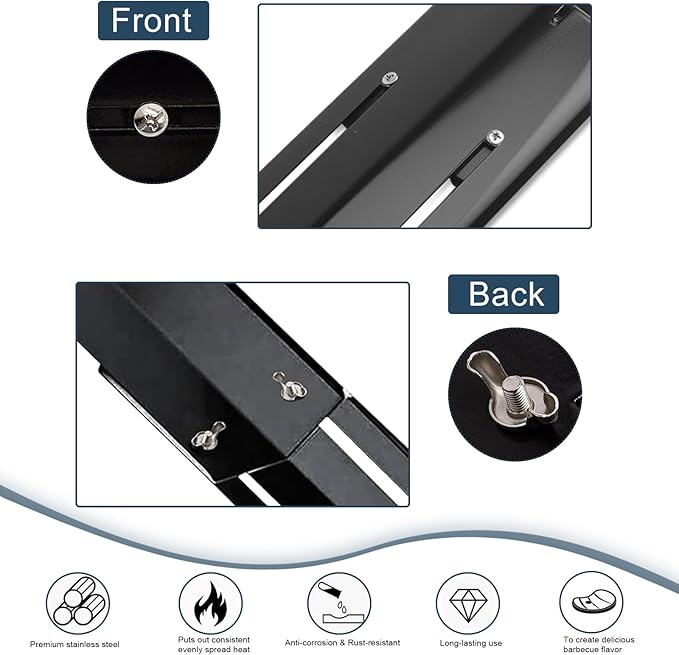Universal replacement heavy duty adjustable heat plate shield,Burner cover,Flavorizer bar,heat Tent,Flamer tamer for gas grill models,Extends from 11.75"up to 21"L (Porcelain Steel, 3 Pack)