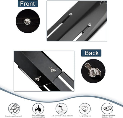 Universal replacement heavy duty adjustable heat plate shield,Burner cover,Flavorizer bar,heat Tent,Flamer tamer for gas grill models,Extends from 11.75"up to 21"L (Porcelain Steel, 3 Pack)