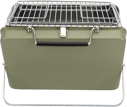 Yinhing Portable Charcoal BBQ Grill Folding Notebook Design for Convenient Outdoor Cooking for Camping Backyard Parties and Picnics Compact and Lightweight Green Grill for Easy Transport a (Green)