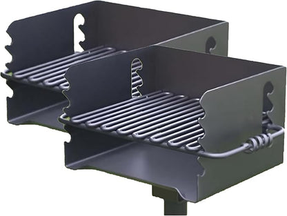 Pilot Rock 2 Pack Park-Style Steel Outdoor BBQ Charcoal Grill (Asadores de Carbon), Cooking Grate and Post for Camping or Backyard