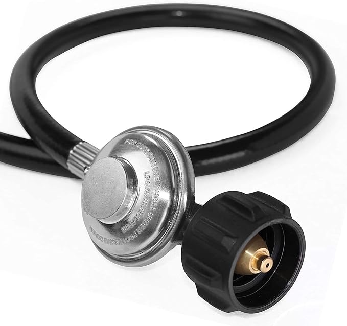 DOZYANT 8 Feet Universal QCC1 Low Pressure Propane Regulator Grill Replacement with 8 FT Hose for Most LP Gas Grill, Heater and Fire Pit Table, 3/8 inch Female Flare Nut