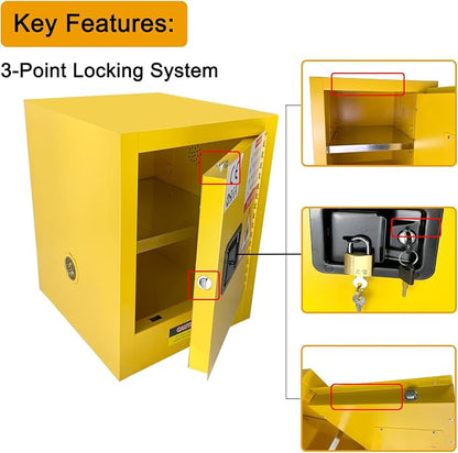 koxuyim Flammable Storage Cabinet 17" x 18" x 22" Industry Safety Cabinet | Fire Proof Safe, Adjustable Shelf, Double-Wall, Manual Closing Doors, OSHA Compliant, For Gasoline Liquid Fuel Chemical