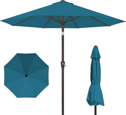 PatioKingdom 10FT Patio Umbrella with Push Button Tilt and Crank, Outdoor Market Umbrella with 8 Fiberglass Ribs, UV Protection Table Umbrella for Pool,Backyard,Garden,Deck