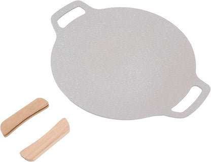 Korean BBQ Grill Pan, Nonstick Stovetop Grill Plate with Handles, Aluminum Round Griddle Pan Compatible with Gas Stove, Induction Cooktop, Oven, Grills, Indoor Outdoor Grilling (34cm / 13.4in)