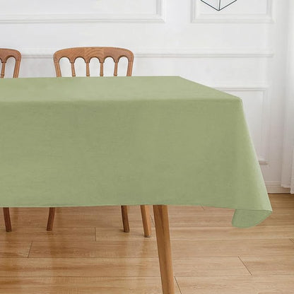 NLMUVW 54 Inch Square Vinyl Tablecloth with Flannel Backing, Olive Green PVC Table Cloth Waterproof Wipe Clean Table Cover for Dining Party Camping Outdoor