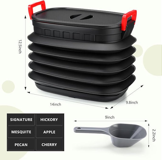 Geelin Wood Pellet Storage Containers with Scoop & Stickers Kit Smoker Pellet Storage Bin Black with Lids Grill Accessory