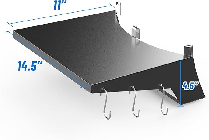 Charkettle Grill Table Shelf Compatible with Weber 22 Inches Kettle Grills, Outdoor Charcoal Grill Side Table BBQ Accessories with Hooks