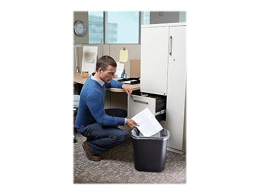 Rubbermaid Commercial Products Resin Wastebasket/Trash Can, 7-Gallon/28-Quart, Black, Plastic, for Bedroom/Bathroom/Office, Fits Under Desk/Sink/Cabinet