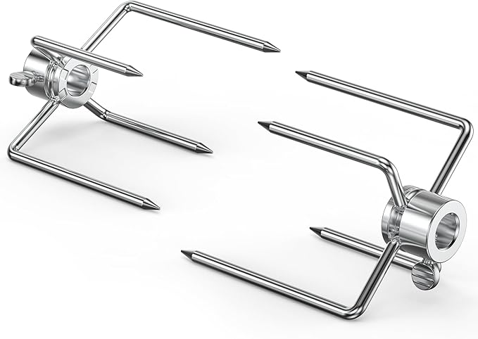 Onlyfire 6003 Grill Rotisserie Spit Meat Forks(1-Pair) Replacement-Fits 1/2-Inch hexagon & 3/8-Inch and 5/16-Inch square Spit Rods