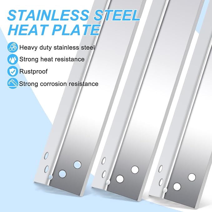 Replacement Grill Parts for Expert Grill XG10-101-002-02 3 Burner Gas Grill, Stainless Steel Heat Plates for 3 Burner Walmart Expert Grill Model, 3-Pack