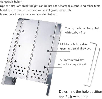Portable Charcoal Grill for Camping BBQ, Stainless Steel Foldable Outdoor Barbecue Grill with Mesh Carry Bag, Ideal for Garden Party & Travel,A-1