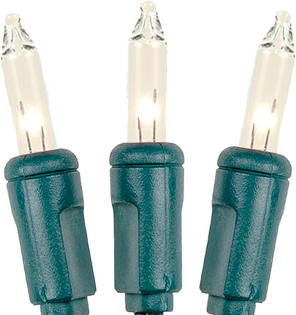 Novelty Lights 50 Feet 100 Bulbs Traditional Incandescent Mini Lights, Clear on Green Wire with 6" Spacing, Commercial Grade and UL Listed for Indoor/Outdoor Use, End-to-End Connectable
