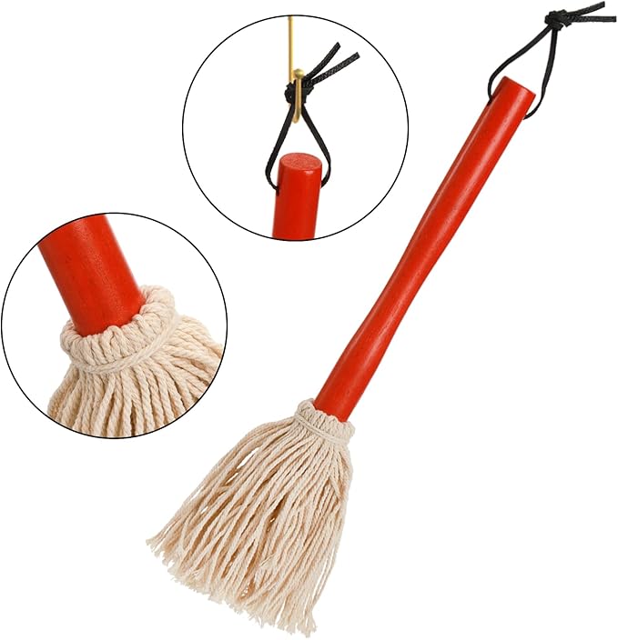 Hedume 6 Pack 12" BBQ Sauce Basting Mops, Roasting or Grilling Basting Mop, Cotton Fiber Head and Hardwood Handle, Grill Basting Mop for Barbeque, Marinade, Smoking Steak or Glazing
