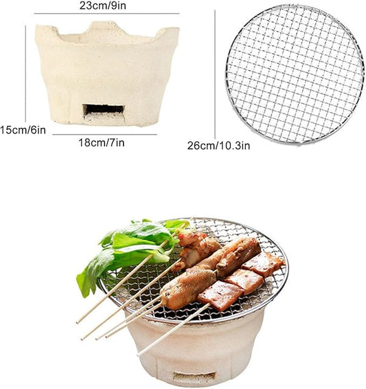 Clay Charcoal Stove for Outdoor Cooking, Camping Barbecue Stove, Traditional Portable Grill, Outdoor Cooking Accessories for Picnics and