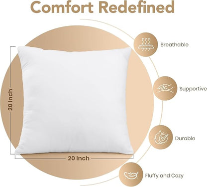 Utopia Bedding 20x20 Outdoor Pillows, Water Resistant Throw Pillows, 2-Pack | Outdoor Throw Pillows, Water Repellent, Decorative Pillow for Patio Furniture & Porches, Plush & Supportive, Pack of 2, White