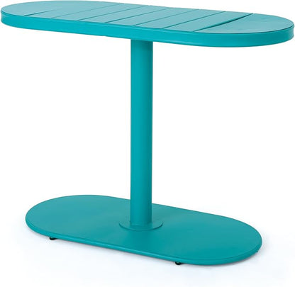 Christopher Knight Home Adley Outdoor Bistro Set, 3-Piece Bistro Table and Chair Set of 2, Patio Furniture Set with Iron Frame, Outdoor Metal Bistro Dining Set, Poolside/Garden Cafeteria, Teal