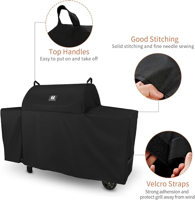 Grill Cover for Traeger Grills BAC776 Woodridge Pro and Woodridge Elite, Heavy Duty Waterproof Full-Length All Weather Grill Accessory