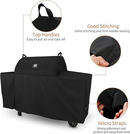 Grill Cover for Traeger Grills BAC776 Woodridge Pro and Woodridge Elite, Heavy Duty Waterproof Full-Length All Weather Grill Accessory