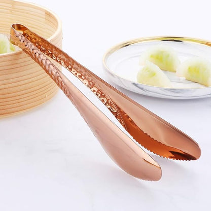 Stainless Steel Kitchen Food Clamp Serving Tongs for Cooking,Toast Bread,Salad,Barbecue,Grilling,Baking,Frying(Rose Gold)