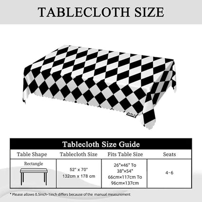 Swono Diamond Rectangle Tablecloth Geometric Black White Diamond Pattern Table Cloth Dining Table Cover for Home Kitchen Restaurant Party Buffet Picnic, 52x70 Inch