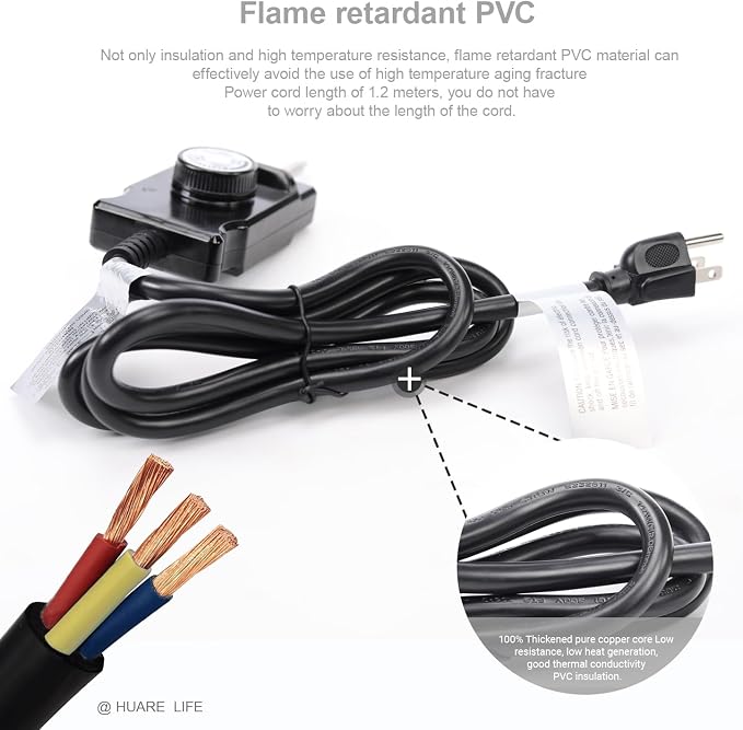 Adjustable Thermostat Control Power Cord for Electric Smoker&Grill, 1 Pack | Suitable for Masterbuilt, Royal Gourmet and most electric smokers as direct replacement control accessory.