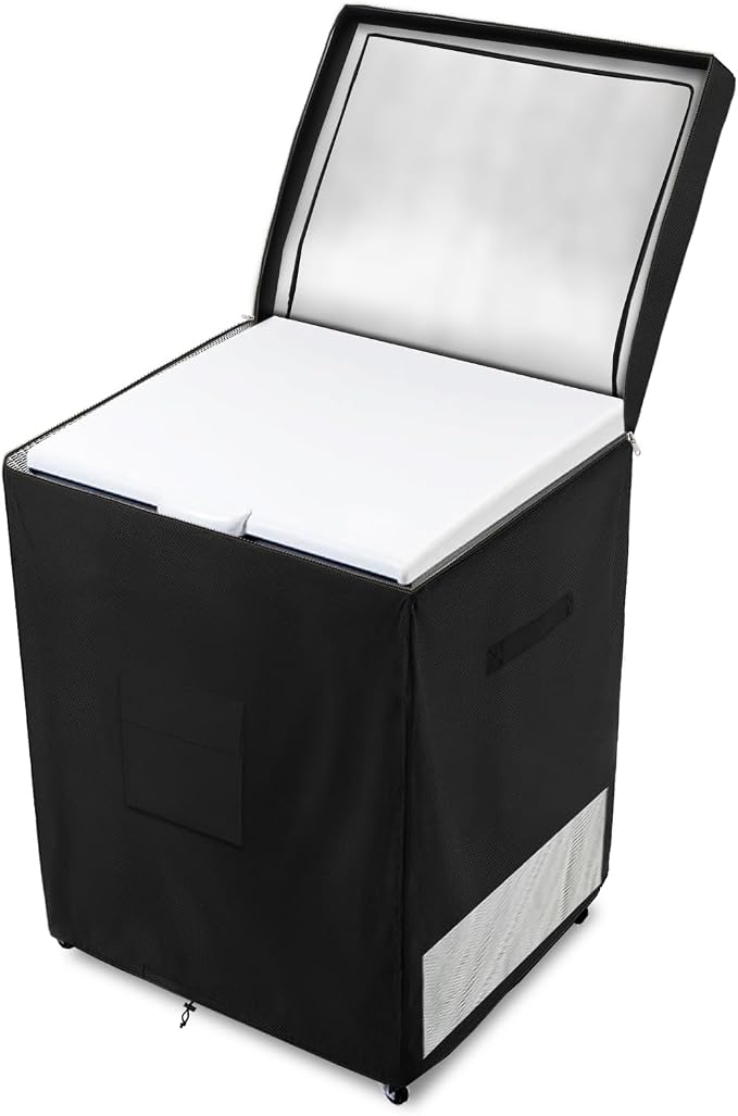 Deep Freezer Covers for Outside,Heavy Duty 600D Durable Chest Freezer Cover Waterproof,Outdoor Freezer Covers for Outside 14-16 Cubic Feet Chest Freezer,Top Can Be Opened(56"W x 29"D x 36"H,Black)