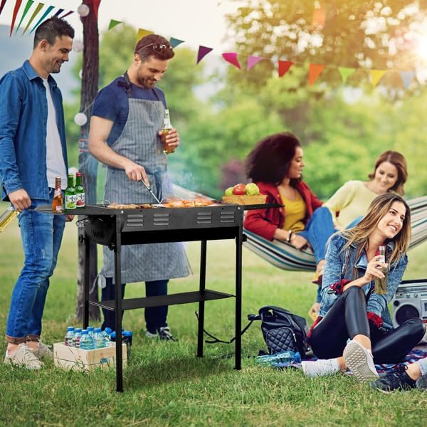 Portable Charcoal Grills for Outdoor BBQ, Foldable Kabob Barbecue Grill for Camping Hibachi BBQ Griddle Lamb Skewer in Garden Backyard Party Picnic Travel Outdoor Cooking (Portable Full Pack Grill)