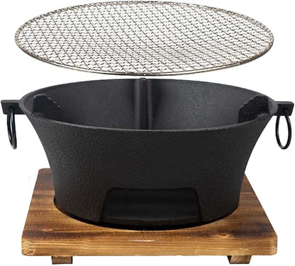 B Baosity Charcoal Grill Round Firepit Fireplace Furnace Wood Burning Camp Stove Barbecue Stove for Camping Backyard Garden Backpacking Cooking, L