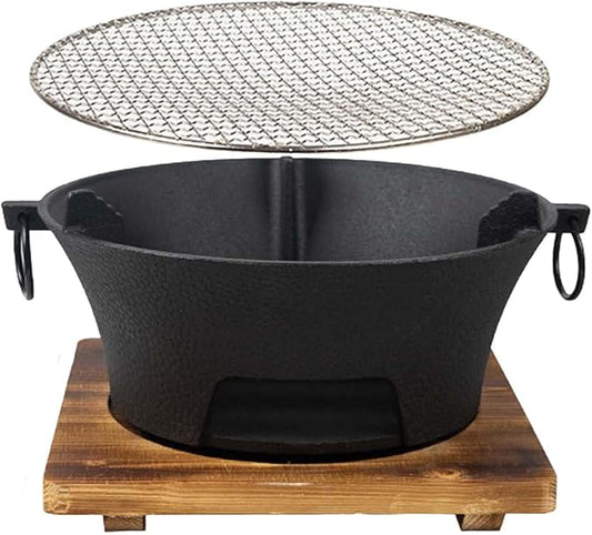 B Baosity Charcoal Grill Round Firepit Fireplace Furnace Wood Burning Camp Stove Barbecue Stove for Camping Backyard Garden Backpacking Cooking, L