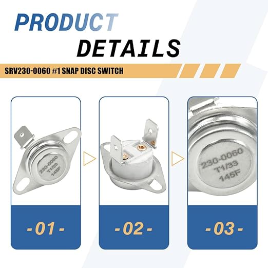2-Pack SRV230-0060#1 Snap Disc Switch - 145°F Convection Blower Sensor Compatible with Quadra-Fire Pellet/Wood Stoves Replaces 812-0320