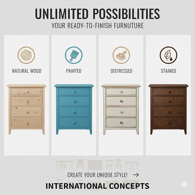 IC International Concepts Solid Wood Island Cart, Butcher Block, Unfinished