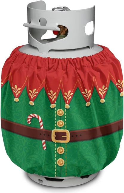Santa Claus Propane Tank Cover 20lb Waterproof Gas Tank Cylinder Cover for Outdoor Easy to Install RV Gas Cylinder Protector for All Season Gift for Christmas