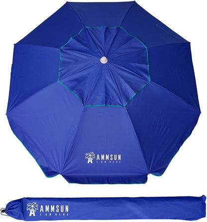 AMMSUN 6.5ft Portable Patio Beach Umbrella for Sand with Tilt, Air Vent | UPF50+ Sun Protection, Windproof Outdoor Umbrellas with Carry Bag, for Patio Beach Garden Pool Backyard, Navy