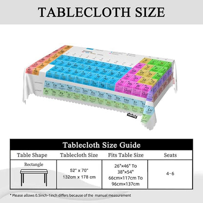 Swono Periodic Table of Elements Tablecloths Colorful Chemistry Atomic Elements Kitchen Dinning Tabletop Decoration, Polyester Table Cover for Indoor Outdoor 50x72 Inch Tablecloth