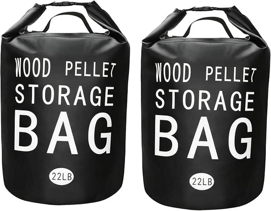 Wood Pellet Storage Containers Waterproof Charcoal Storage Bin-iiiBumwow Smoker Pellet Storage Bin w/Label Pocket & Buckle Seal & Dual Handles Pellet Containers for Grill Outdoor(22LB) (2-Pack)
