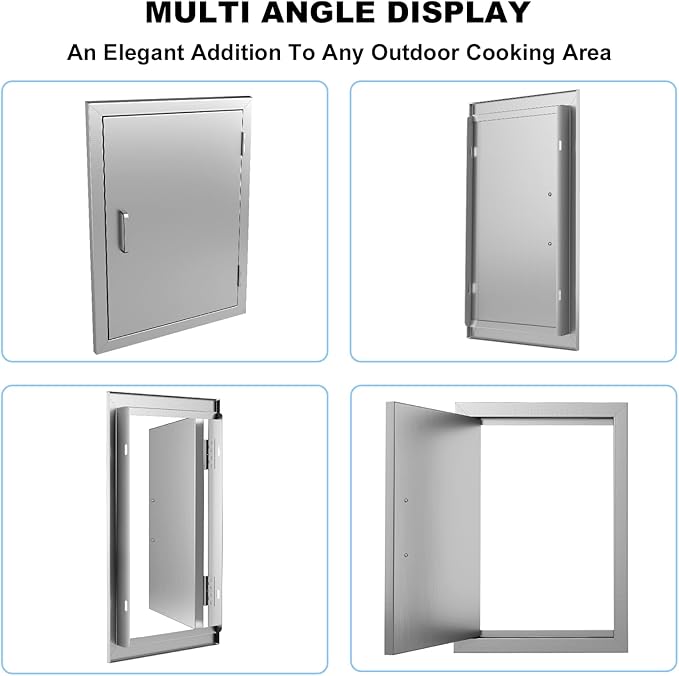 BBQ Access Door 14" W x 20" H-304 Stainless Steel Never Rust-Double Layer-Outdoor Kitchen Doors-Outside Cabinet Door-Weatherproof GrillDoor-Flush Mount BBQ Island Doors-MetalDoor for Outdoor Kitchen