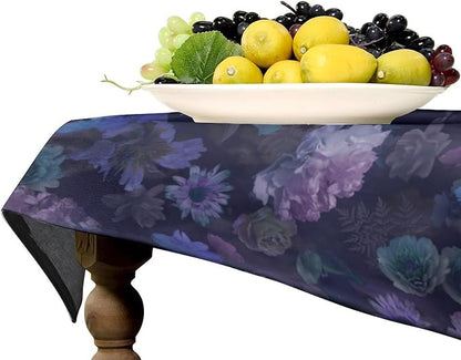 Vintage Flower Tablecloth, Gothic Garden Dark Florals Rustic Roses Boho Botanical Plant Water Resistant Wipeable Table Cover for Picnic Party Holiday Kitchen Dinner Table 55"x55"