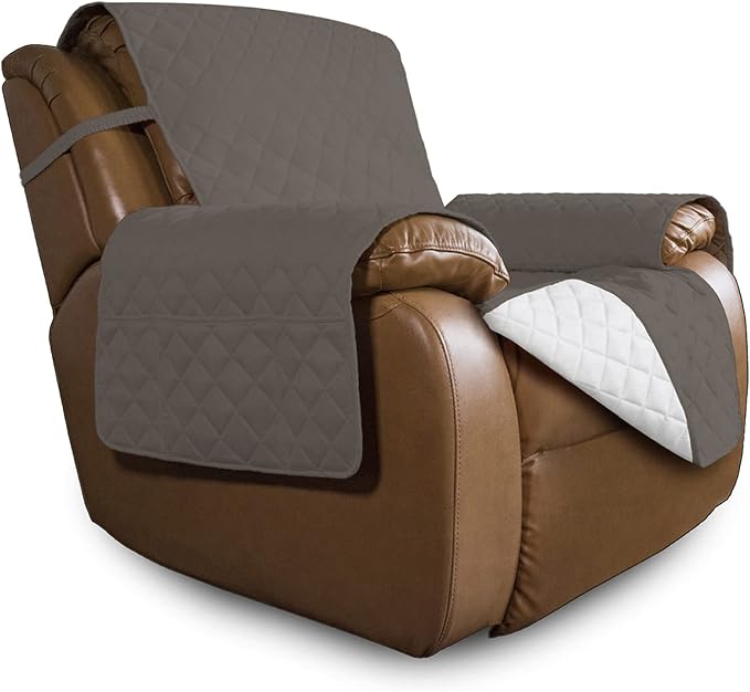 Easy-Going Reversible Couch Cover, Oversized Recliner, Taupe/Ivory | Machine Washable Slipcover For Dogs, Water Resistant Furniture Mat For Living Room, Non-Slip Sofa Cover, Pet Friendly