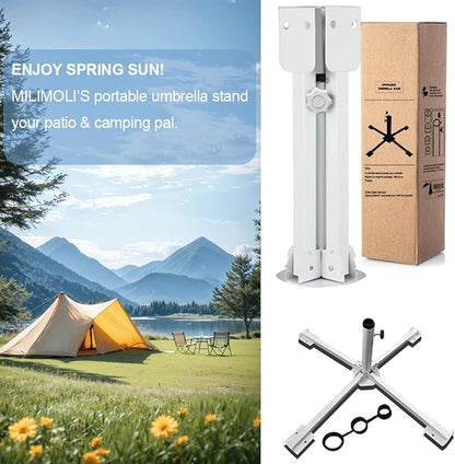 2Pack Foldable Portable Beach Umbrella Stand-Portable Patio Umbrella Base Holder,Outdoor Sunshade Anchor Size Plus Thickened,Rust Free Tempered Iron Umbrella Stand for Courtyard,Beach,Grass