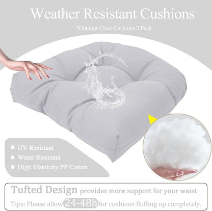 MTMR Outdoor Chair Cushions Set of 2, Patio Furniture Seat Pads, Waterproof | 2Pcs , waterproof cover, PP cotton, u-shaped, no-fading, thick patio seat pads for outdoor wicker furniture in yard, 19x19x4